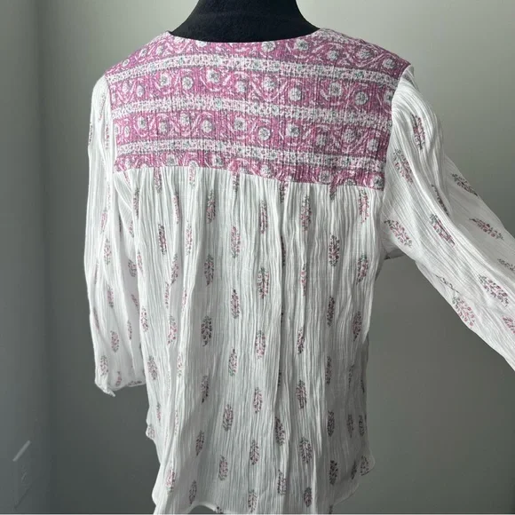 Wonderly White and Pink Patterned Blouse - XL - Picture 5 of 8